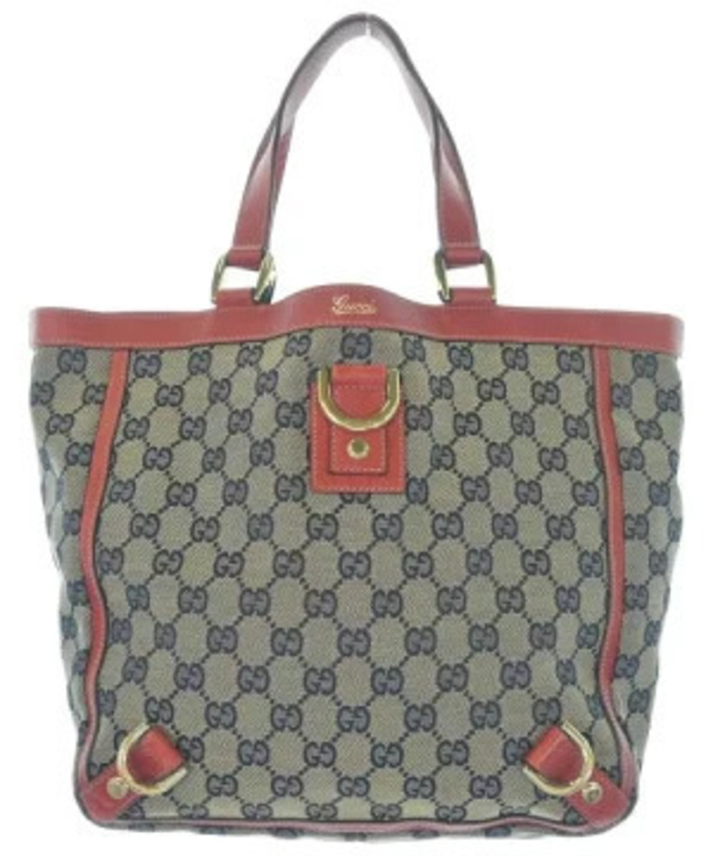Gucci GG Canvas Abbey D Ring Tote beige navy Blue monogram red leather